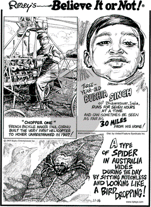 Ripley's Believe It or Not on Wednesday November 16, 2005 Comic Strip