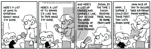 FoxTrot - Saturday June 21, 1997 Comic Strip