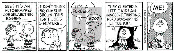 Peanuts on Wednesday January 1, 1997 Comic Strip