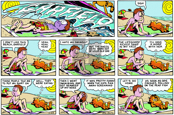 Garfield on Sunday November 29, 1992 Comic Strip