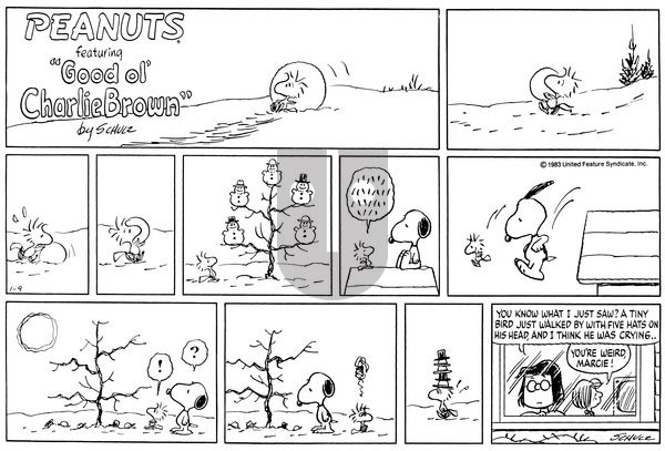 Peanuts on Sunday January 9, 1983 Comic Strip