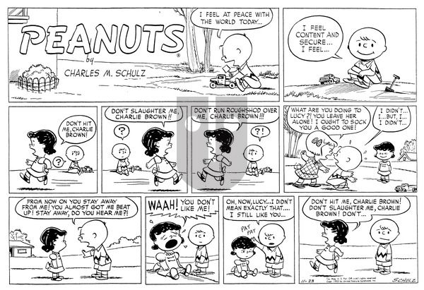 Peanuts on Sunday November 23, 1952 Comic Strip