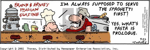 Frank and Ernest on Wednesday September 25, 2002 Comic Strip
