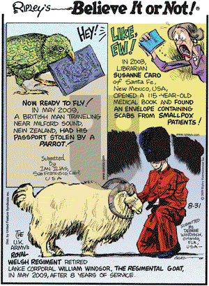 Ripley's Believe It or Not on Monday August 31, 2009 Comic Strip