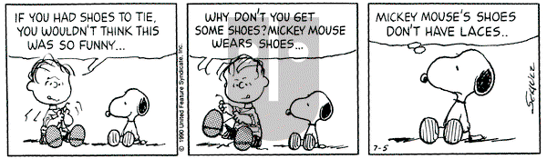 Peanuts on Thursday July 5, 1990 Comic Strip