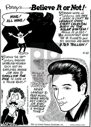 Ripley's Believe It or Not on Tuesday April 10, 2001 Comic Strip