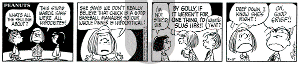 Peanuts on Thursday February 15, 1973 Comic Strip