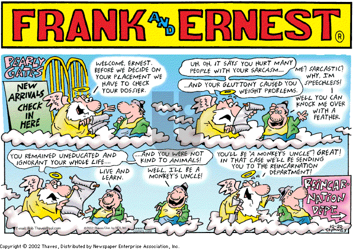 Frank and Ernest on Sunday October 20, 2002 Comic Strip