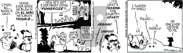 Over the Hedge on Wednesday April 14, 1999 Comic Strip