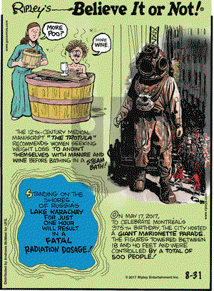 Ripley's Believe It or Not on Thursday August 31, 2017 Comic Strip