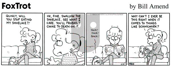 FoxTrot on Wednesday February 21, 1996 Comic Strip