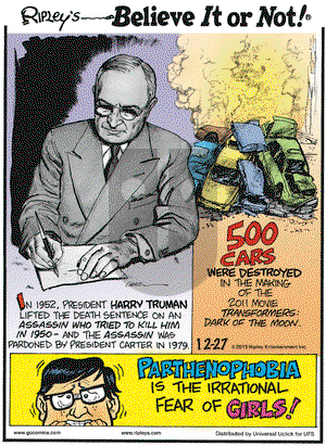Ripley's Believe It or Not on Friday December 27, 2013 Comic Strip