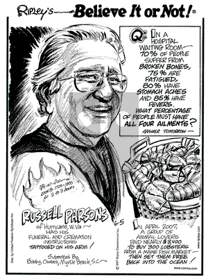 Ripley's Believe It or Not on Tuesday June 5, 2007 Comic Strip