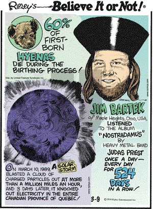 Ripley's Believe It or Not on Tuesday March 9, 2010 Comic Strip
