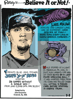 Ripley's Believe It or Not on Thursday September 8, 2011 Comic Strip