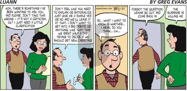 Luann on Sunday January 21, 2018 Comic Strip