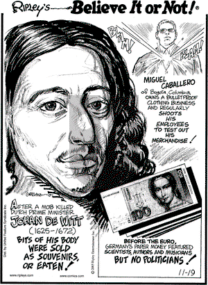 Ripley's Believe It or Not on Saturday November 19, 2005 Comic Strip