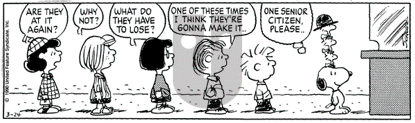 Peanuts on Saturday March 24, 1990 Comic Strip