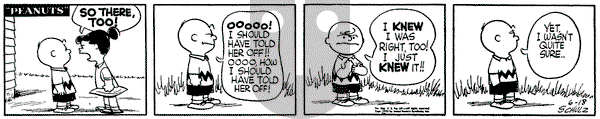 Peanuts on Saturday June 18, 1955 Comic Strip