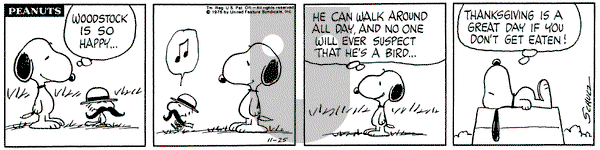 Peanuts on Thursday November 25, 1976 Comic Strip