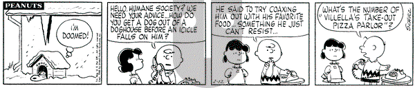 Peanuts on Friday February 12, 1960 Comic Strip