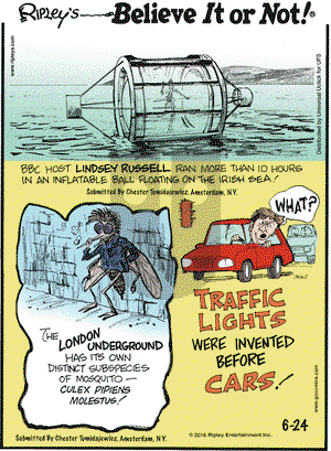 Ripley's Believe It or Not on Friday June 24, 2016 Comic Strip