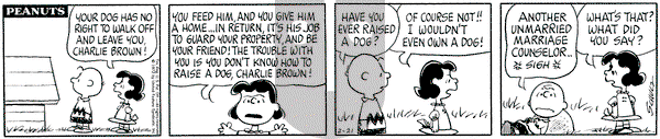 Peanuts on Monday February 21, 1972 Comic Strip