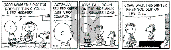 Peanuts on Friday August 27, 1999 Comic Strip