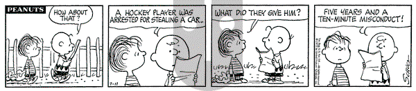 Peanuts on Wednesday July 11, 1973 Comic Strip