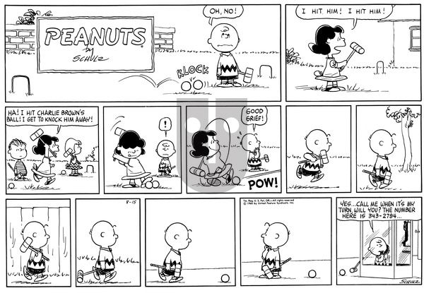 Peanuts on Wednesday July 3, 1968 Comic Strip