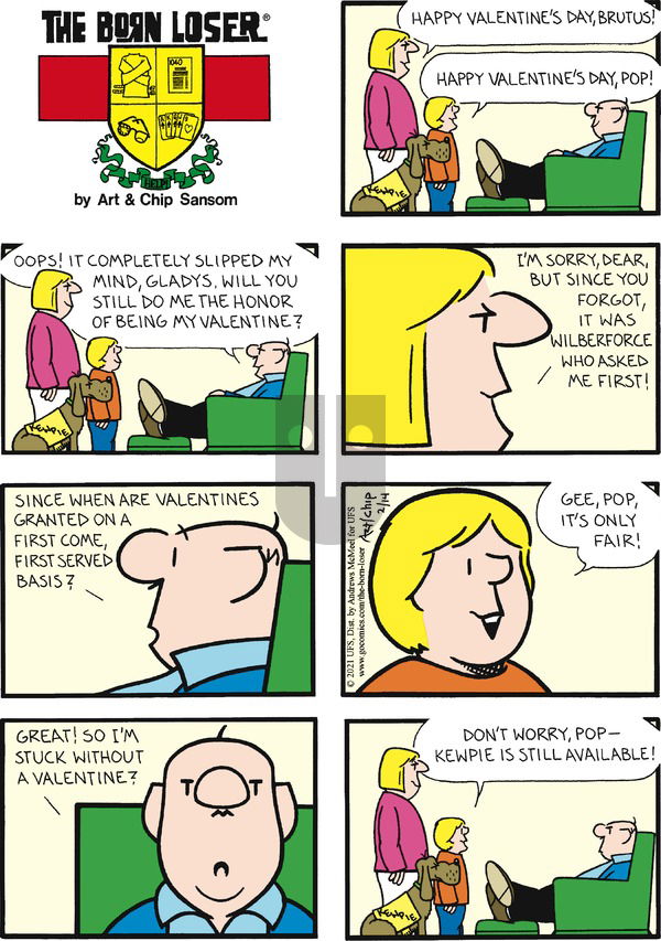 The Born Loser on Sunday February 14, 2021 Comic Strip