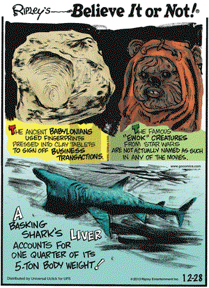 Ripley's Believe It or Not - Saturday December 28, 2013 Comic Strip