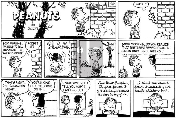 Peanuts on Sunday October 8, 1989 Comic Strip