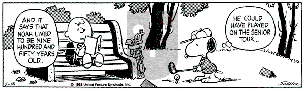 Peanuts on Monday May 16, 1988 Comic Strip