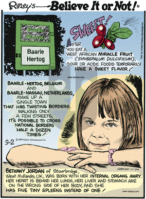Ripley's Believe It or Not on Wednesday September 2, 2009 Comic Strip