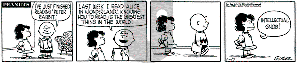 Peanuts on Friday January 17, 1958 Comic Strip