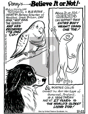 Ripley's Believe It or Not on Tuesday October 22, 2002 Comic Strip