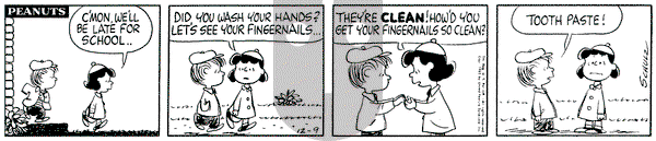 Peanuts on Monday December 9, 1963 Comic Strip