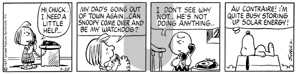 Peanuts on Monday July 25, 1977 Comic Strip