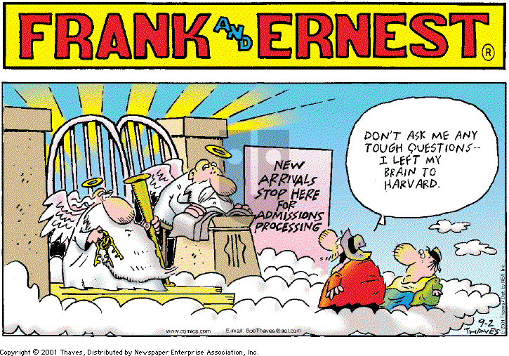 Frank and Ernest on Sunday September 2, 2001 Comic Strip