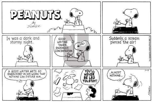 Peanuts on Sunday January 17, 1988 Comic Strip