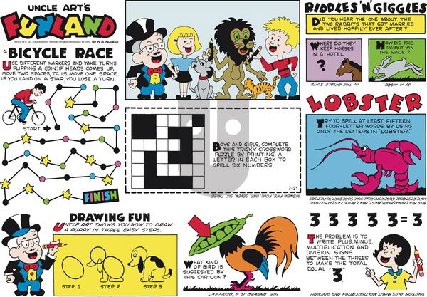 Uncle Art's Funland on Sunday July 31, 2022 Comic Strip