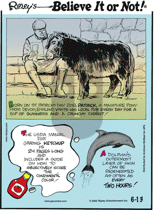Ripley's Believe It or Not on Saturday June 13, 2020 Comic Strip