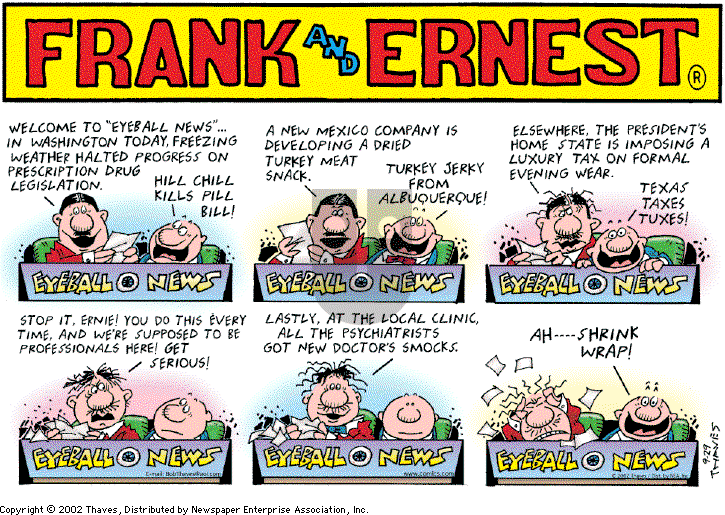 Frank and Ernest on Sunday September 29, 2002 Comic Strip