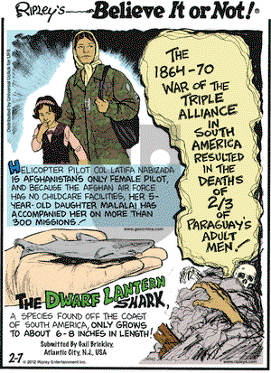 Ripley's Believe It or Not on Tuesday February 7, 2012 Comic Strip