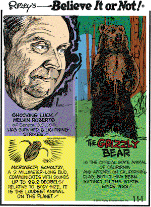 Ripley's Believe It or Not on Tuesday November 1, 2011 Comic Strip