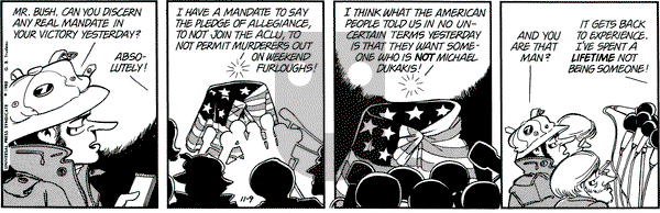 Doonesbury on Wednesday November 9, 1988 Comic Strip