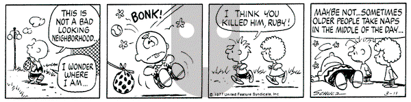 Peanuts on Friday March 11, 1977 Comic Strip