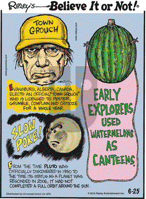 Ripley's Believe It or Not on Saturday June 25, 2016 Comic Strip