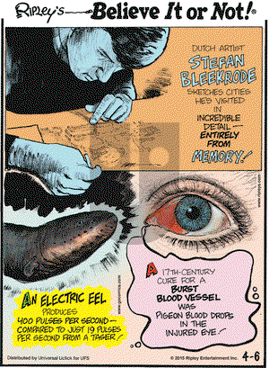 Ripley's Believe It or Not on Monday April 6, 2015 Comic Strip